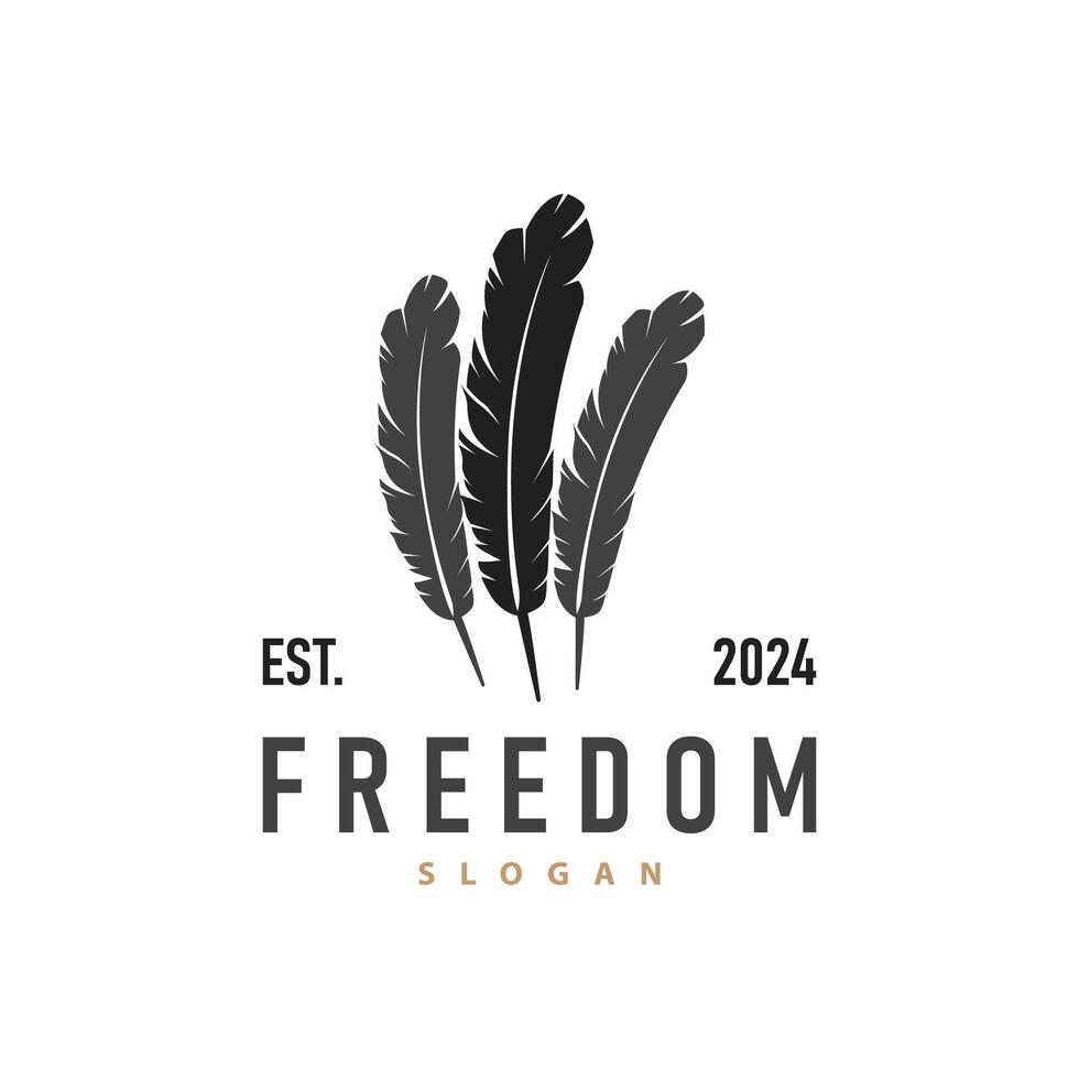 Feather Logo Design Minimalist Template vector