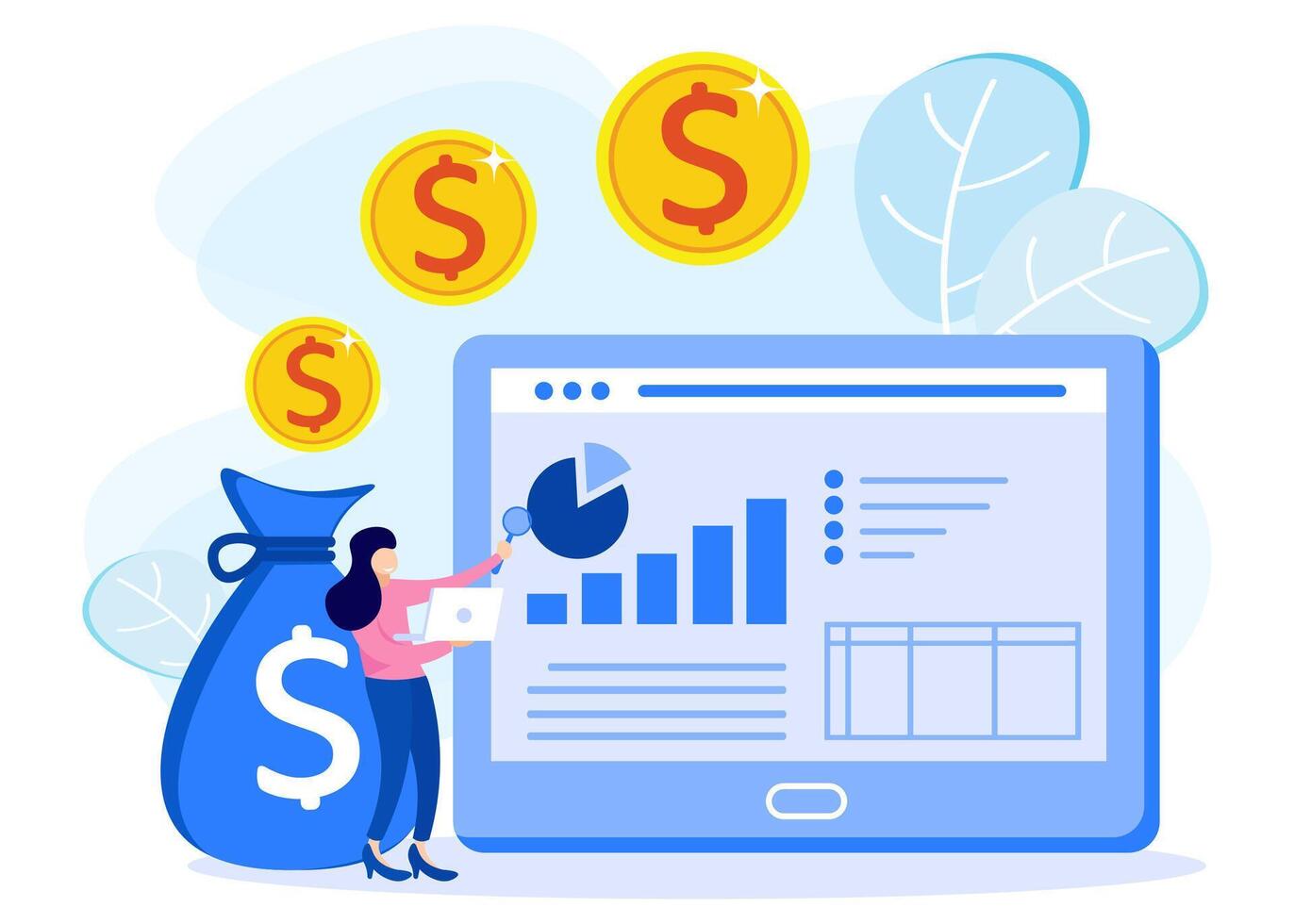 Illustration graphic cartoon character of audit vector