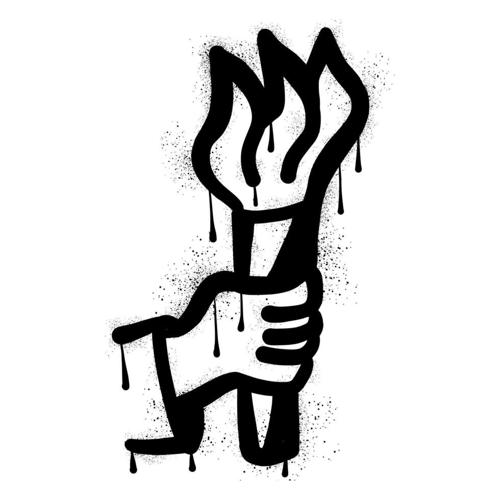 Graffiti hand holding a torch with black spray paint vector