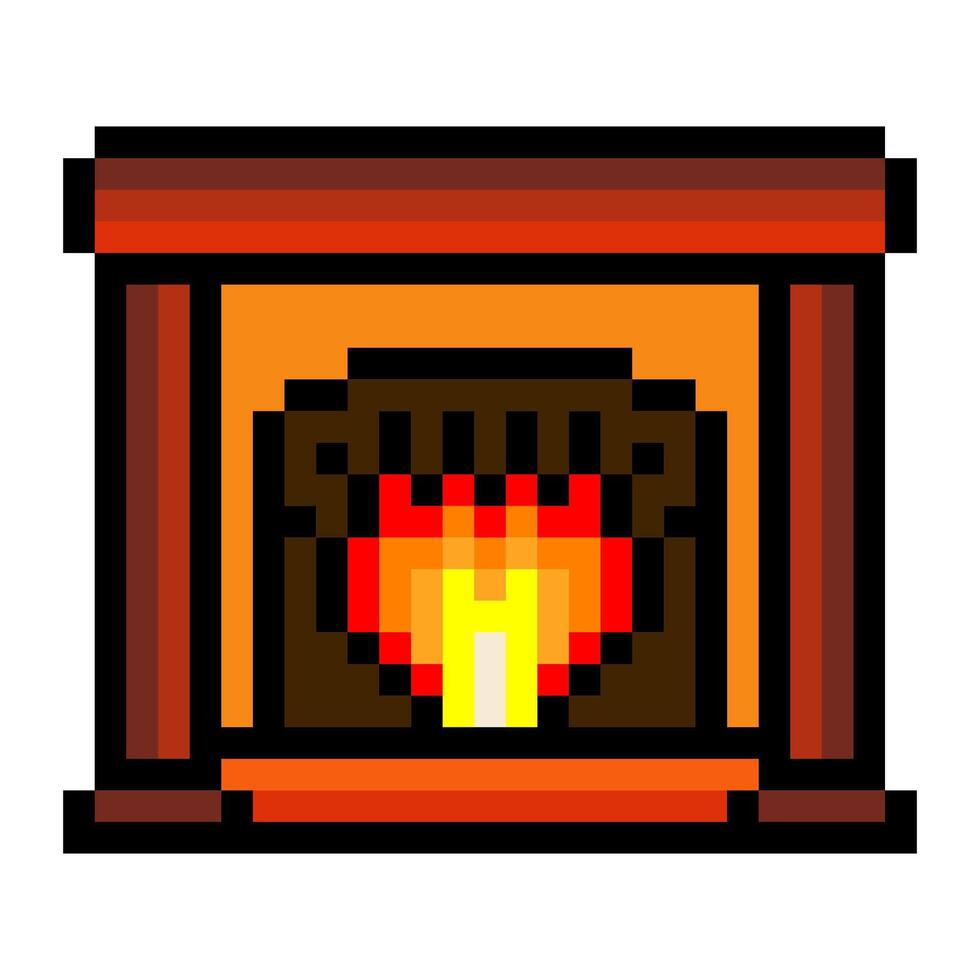 Fireplace in pixel art style vector