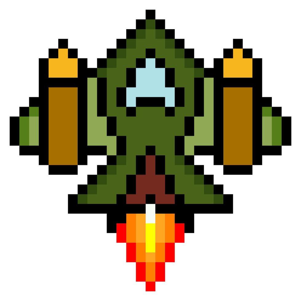 Fighter plane in pixel art style vector