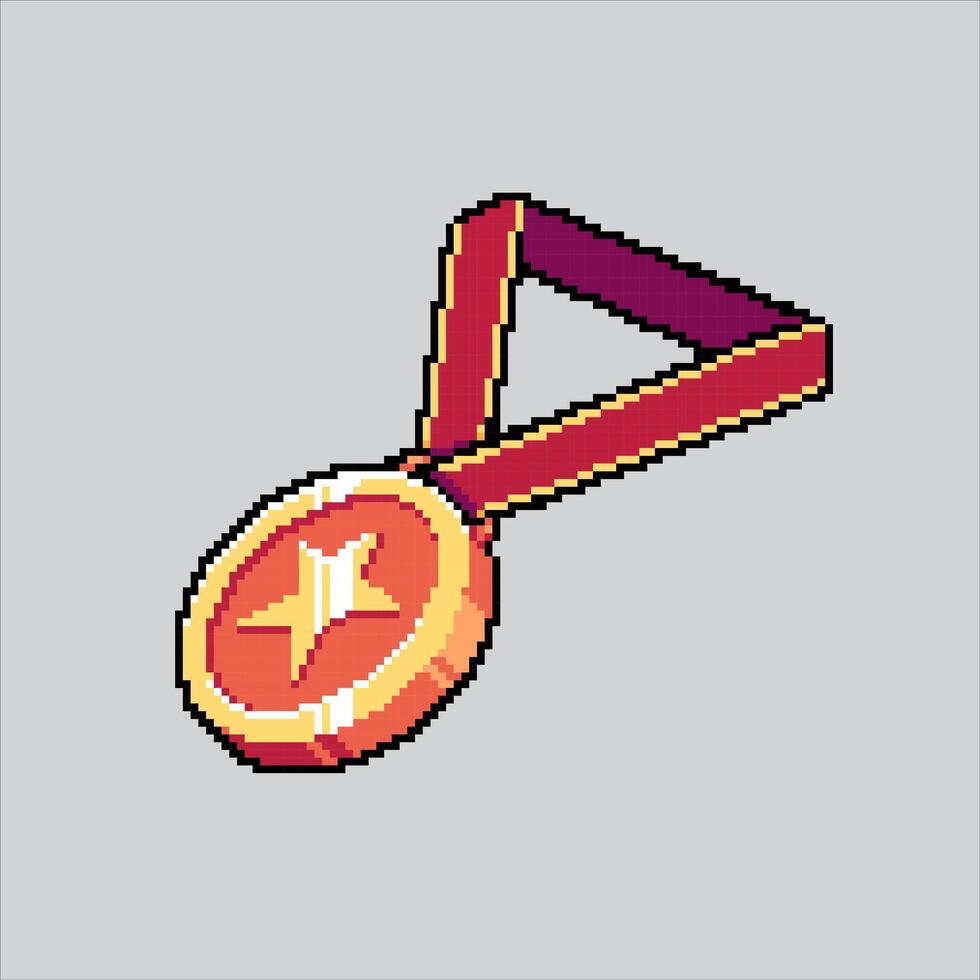 Pixel art illustration Champion Medal. Pixelated Champion Medal. Champion Medal icon pixelated for the pixel art game and icon for website and game. old school retro. vector