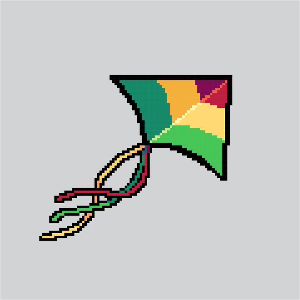 Pixel art illustration Kite. Pixelated Flying Kite. Flying Kite Hobby and Leisure icon pixelated for the pixel art game and icon for website and game. old school retro. vector