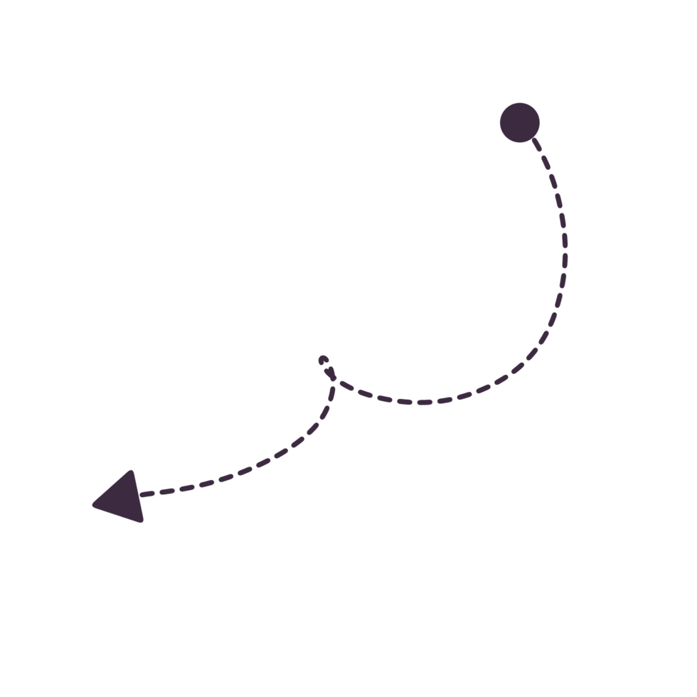 dashed arrows illustration. Dashed lines. Direction, way or pointer png