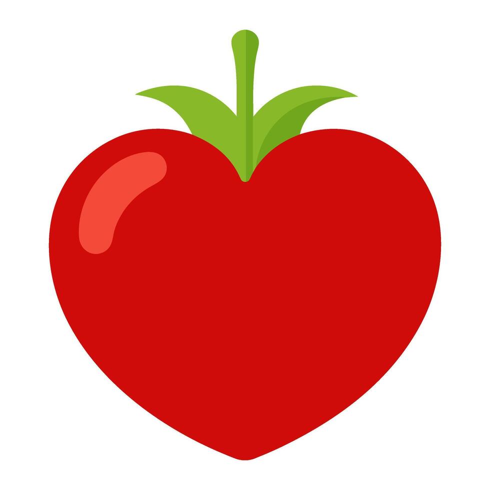 heart shaped tomato vegetable for cooking meals. A bright element isolated on white for design illustration vector