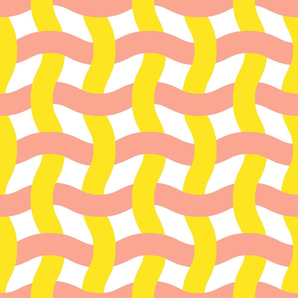 Seamless pattern. Wavy lines like fabric ornament Modern stylish texture. Hand drawn trendy flat style Geometric texture. Peach fuzz and yellow colors wavy lines illustration vector