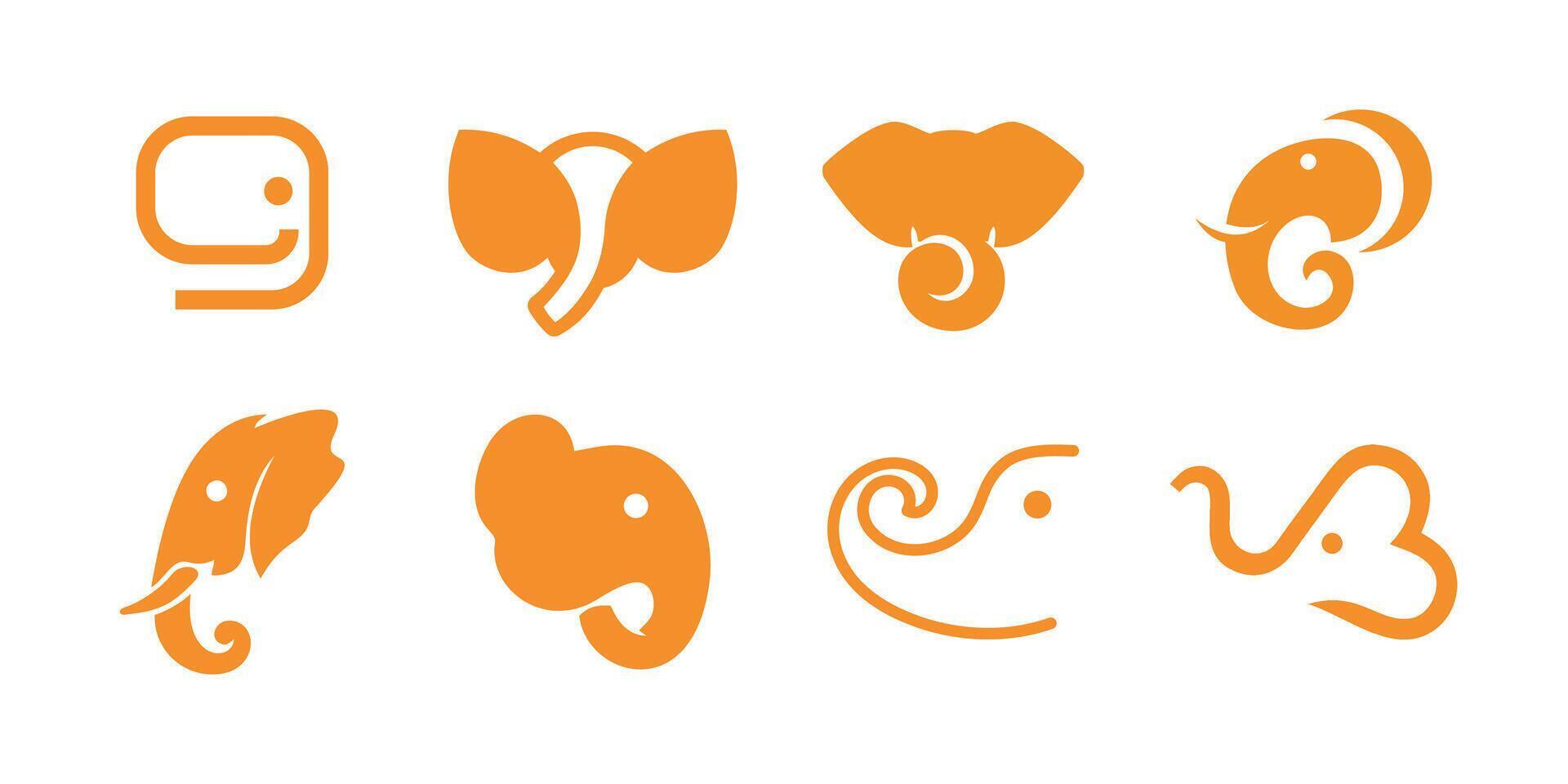 Elephant head face icon logo . trunk mammoth abstract graphic vector