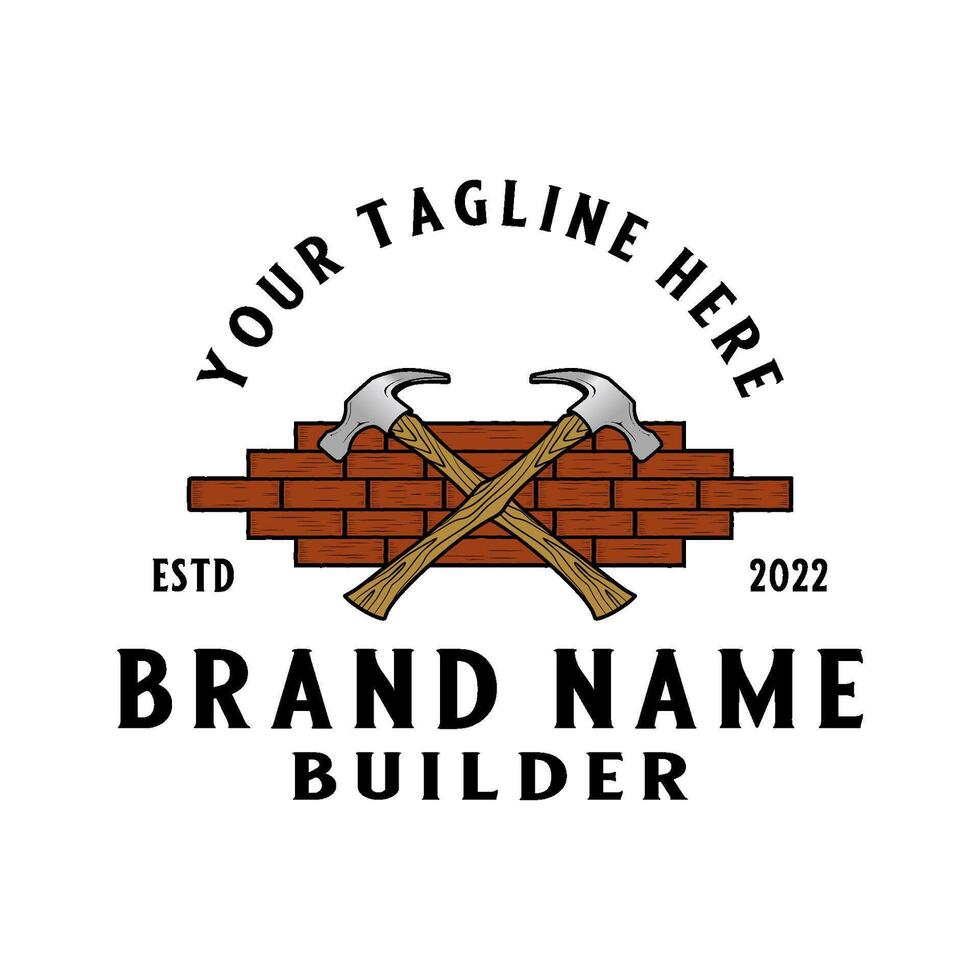 home repairlogo. hammer brick building design vector