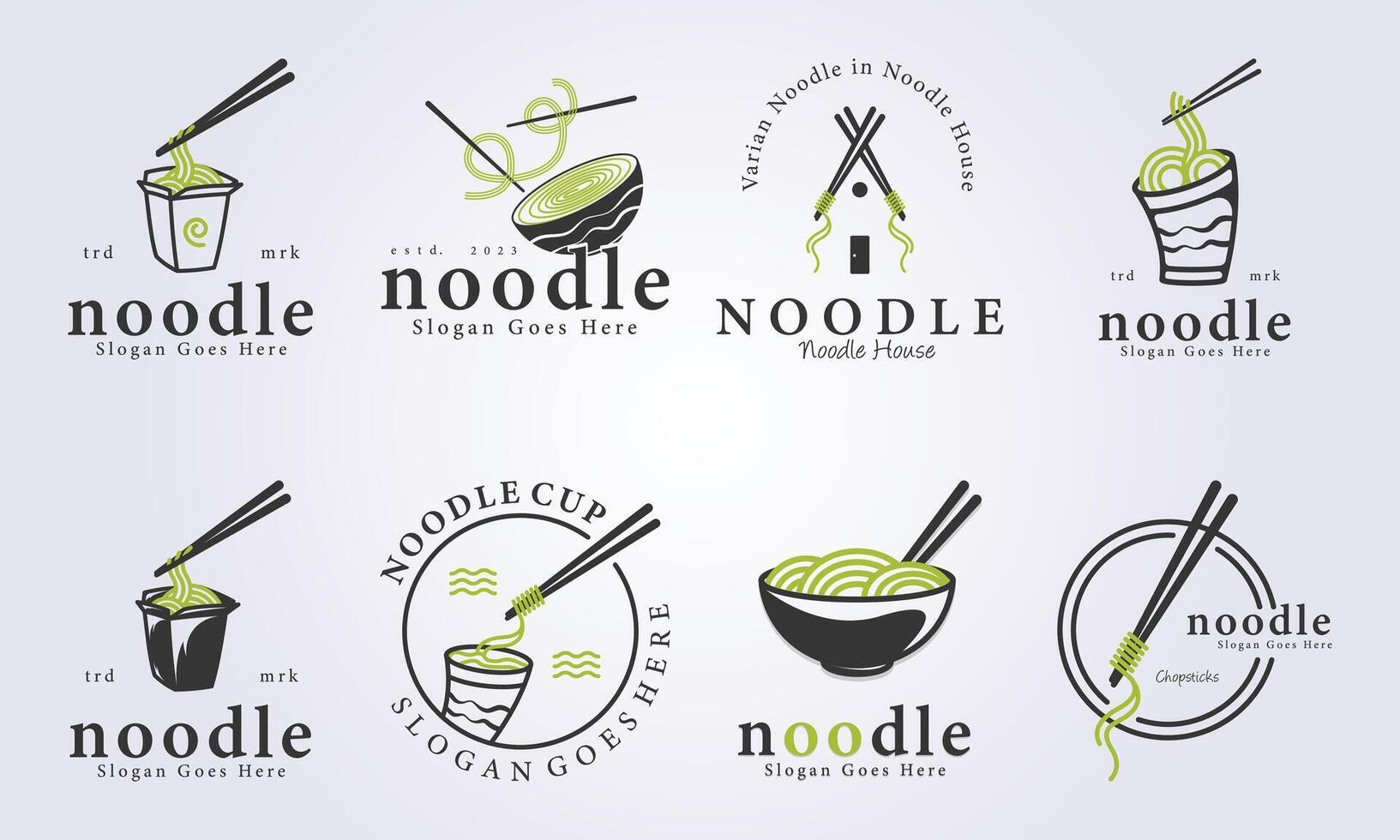 set of noodle cup and bowl logo illustration template icon graphic design vector