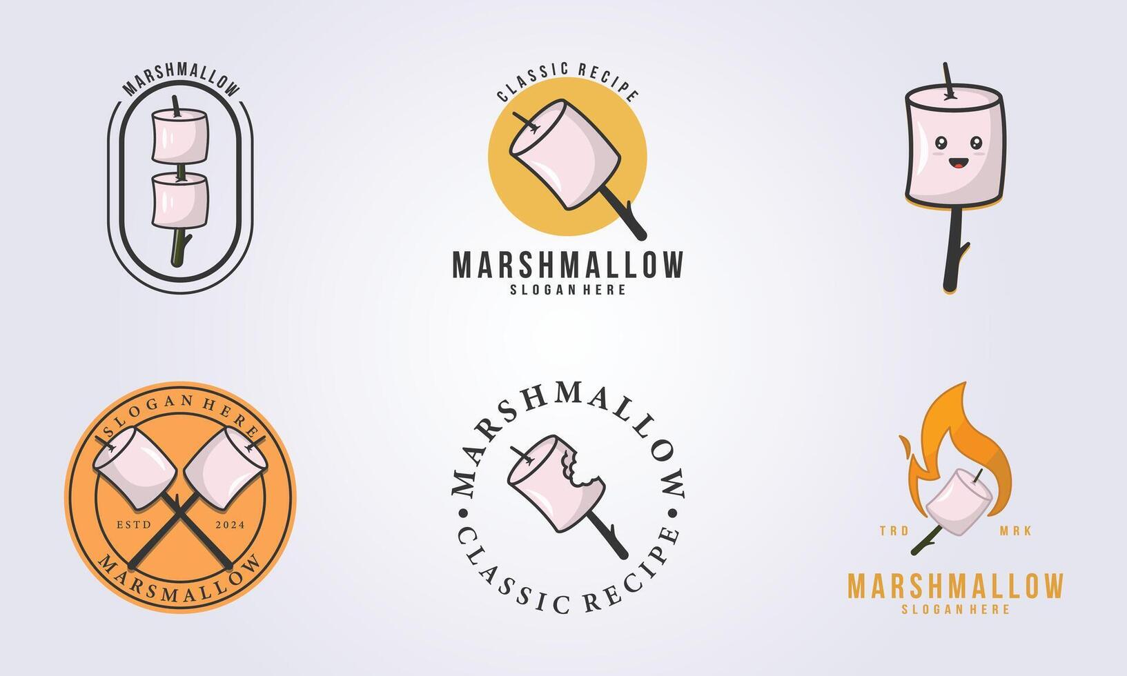 set of marshmallow logo illustration template icon graphic design vector