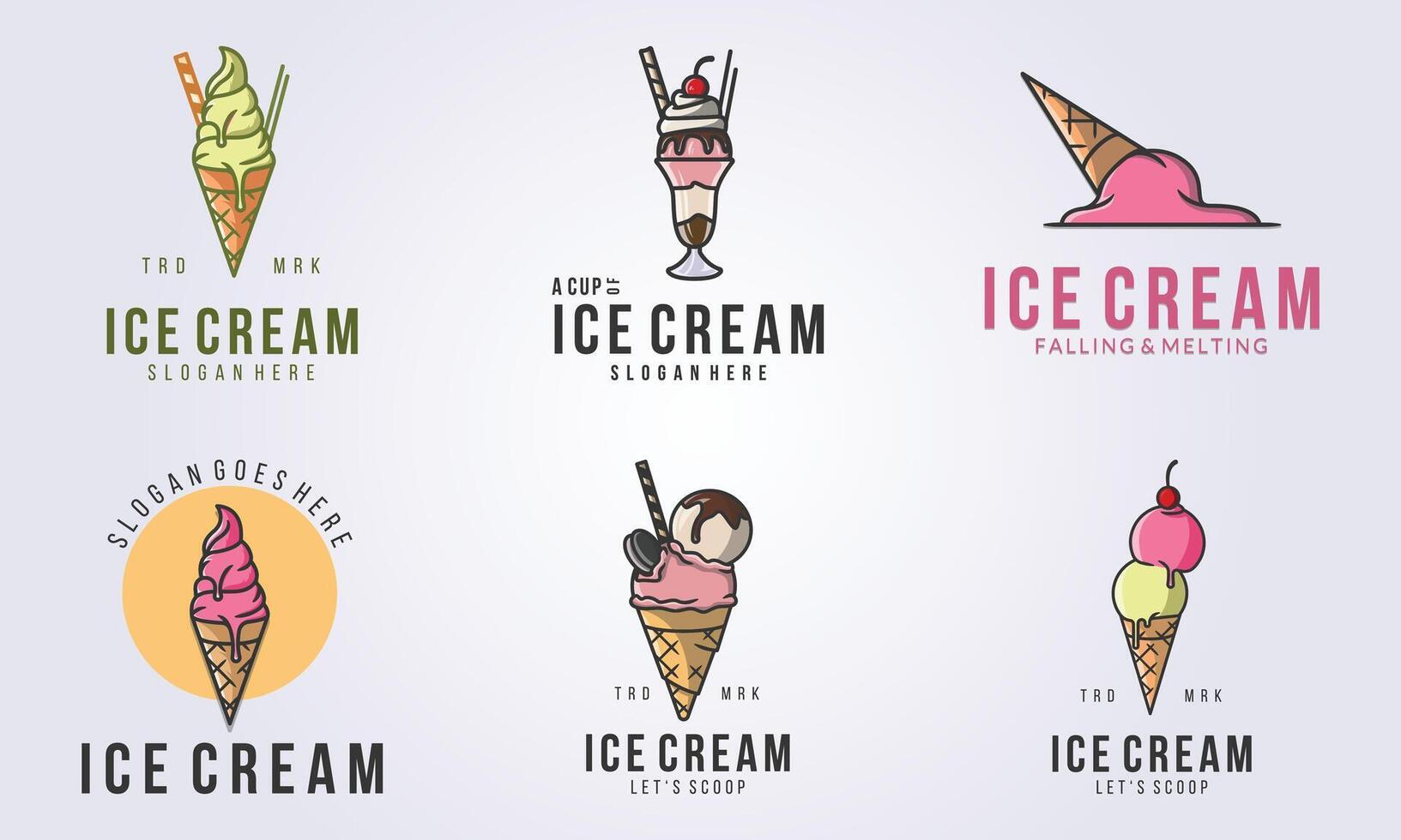 set of ice cream logo illustration template icon graphic design vector