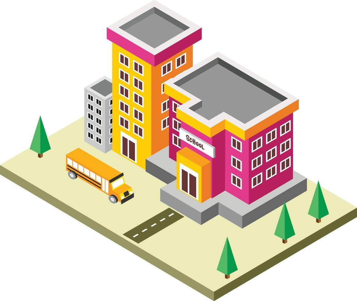 Isometric School Illustration vector
