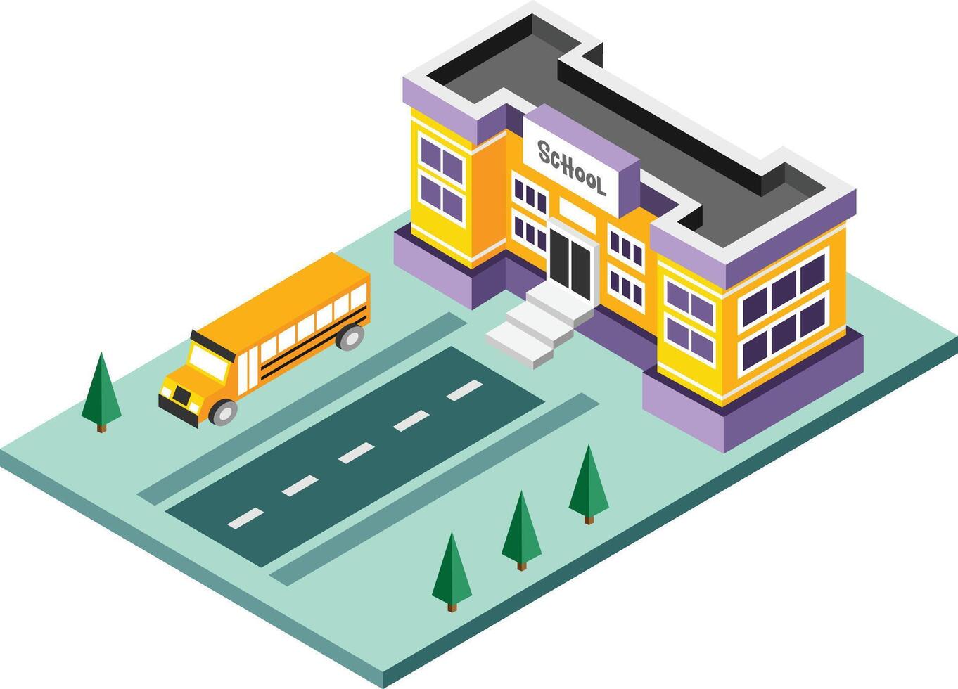 Isometric School Building Illustration vector