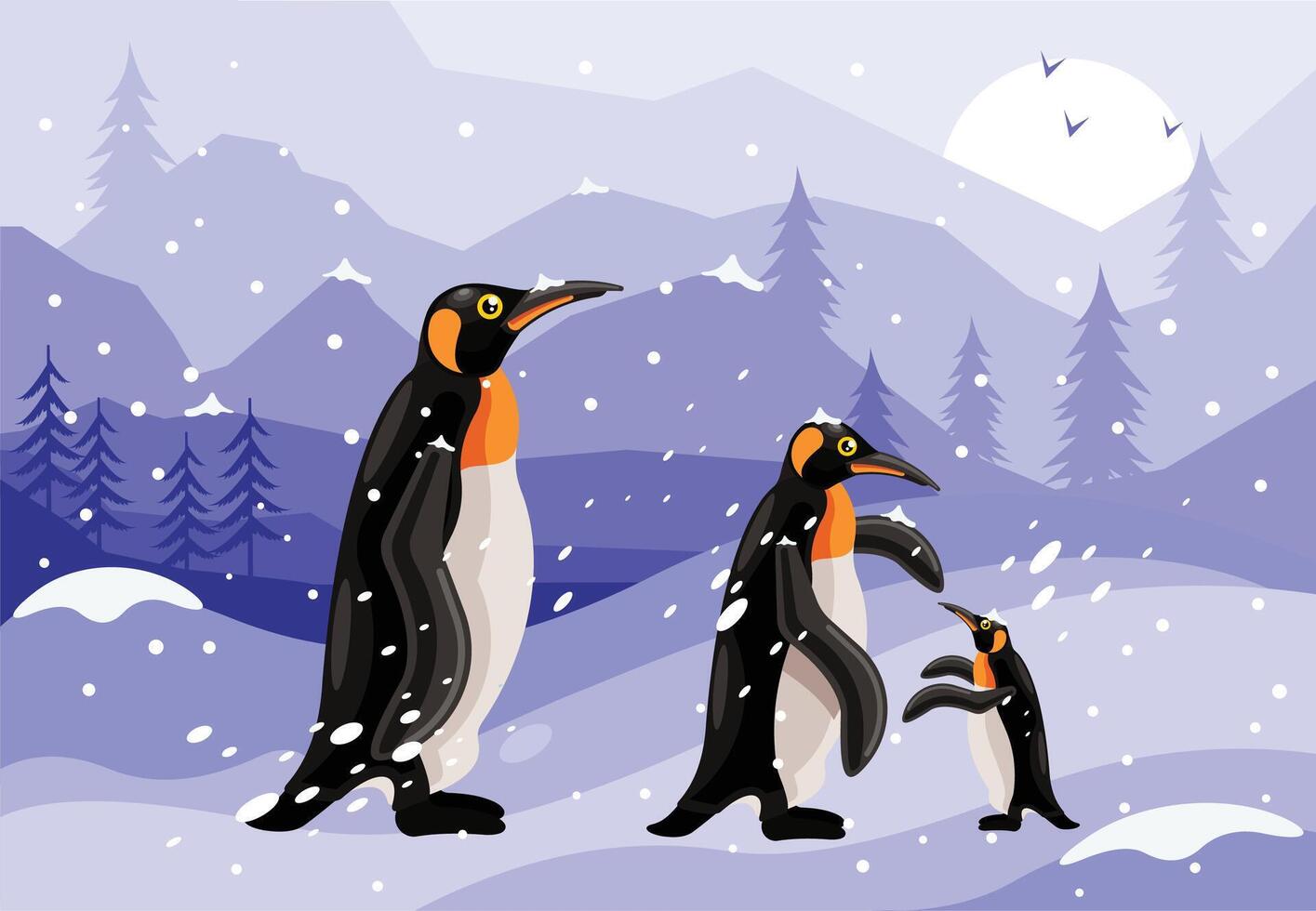 Penguins winter illustration vector