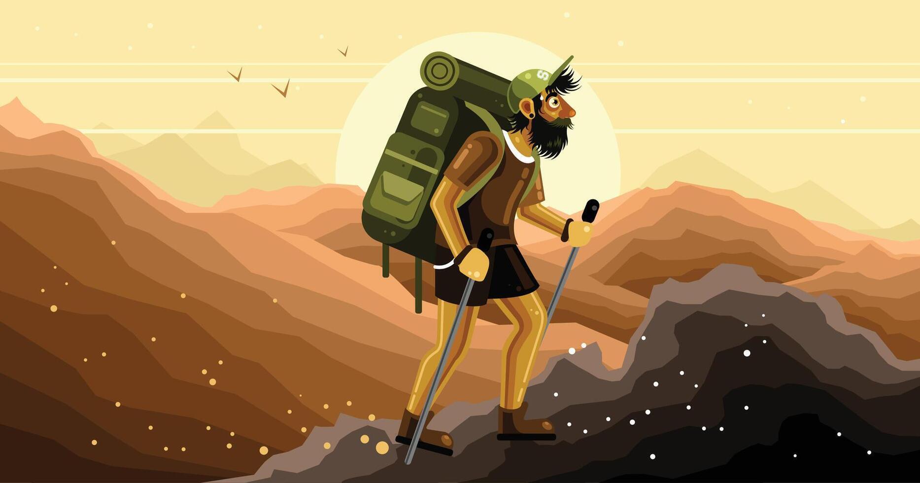 Mountain Hiking Graphics Illustration vector