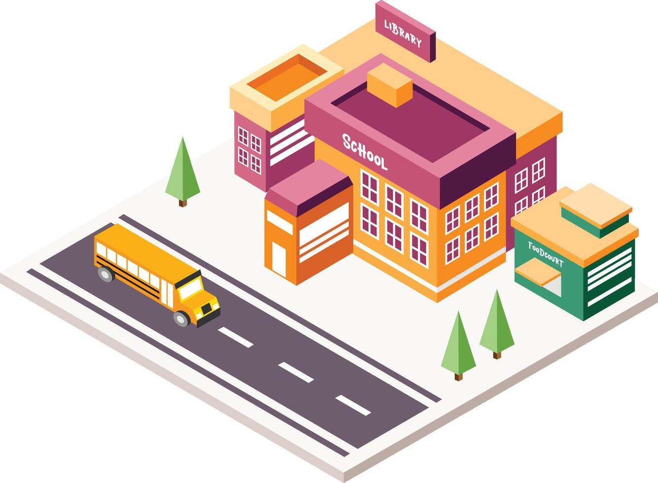 Isometric School Library Illustration vector