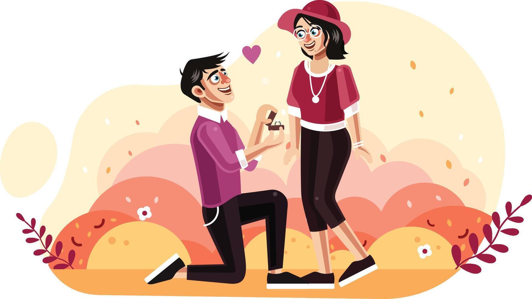 Man proposes a woman to marry vector