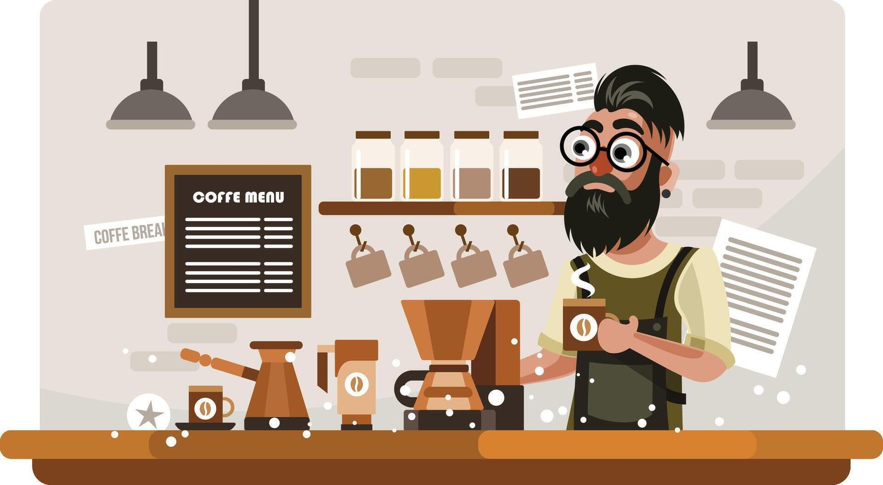 Hipster Barista Illustration vector