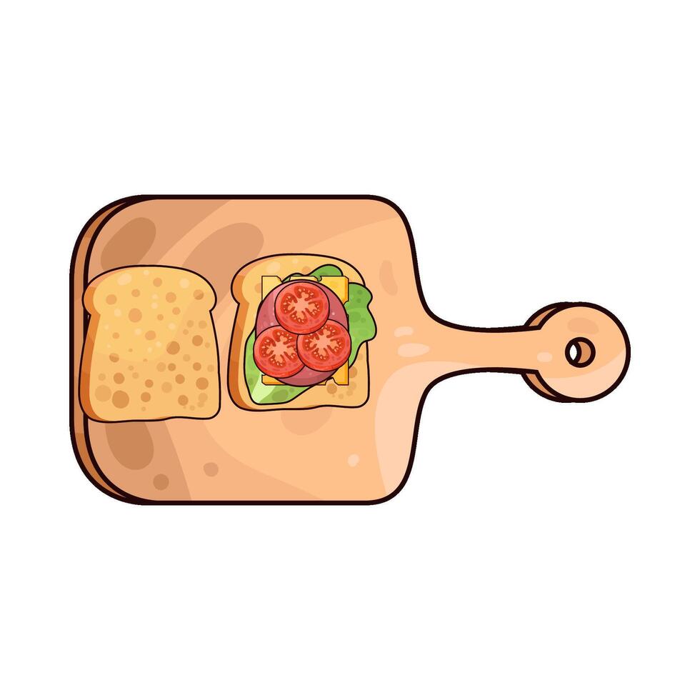 Illustration of sandwich on a cutting board vector