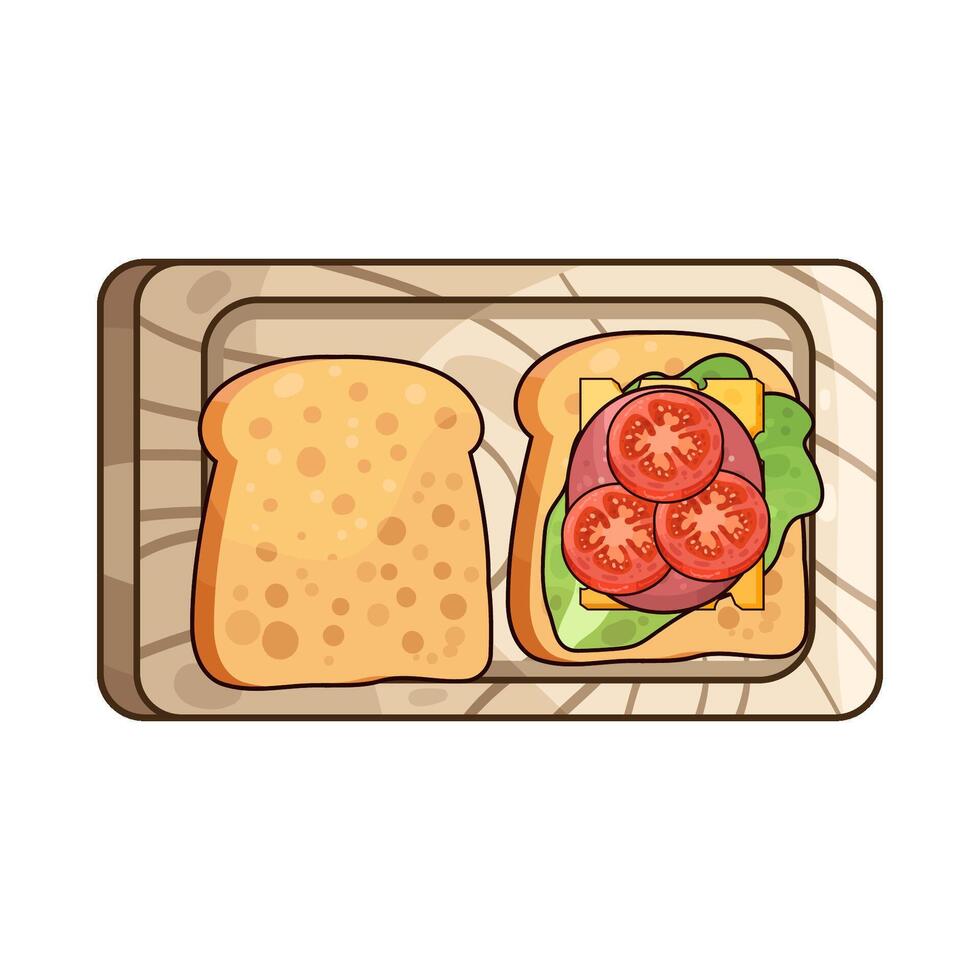 Illustration of sandwich on a cutting board vector