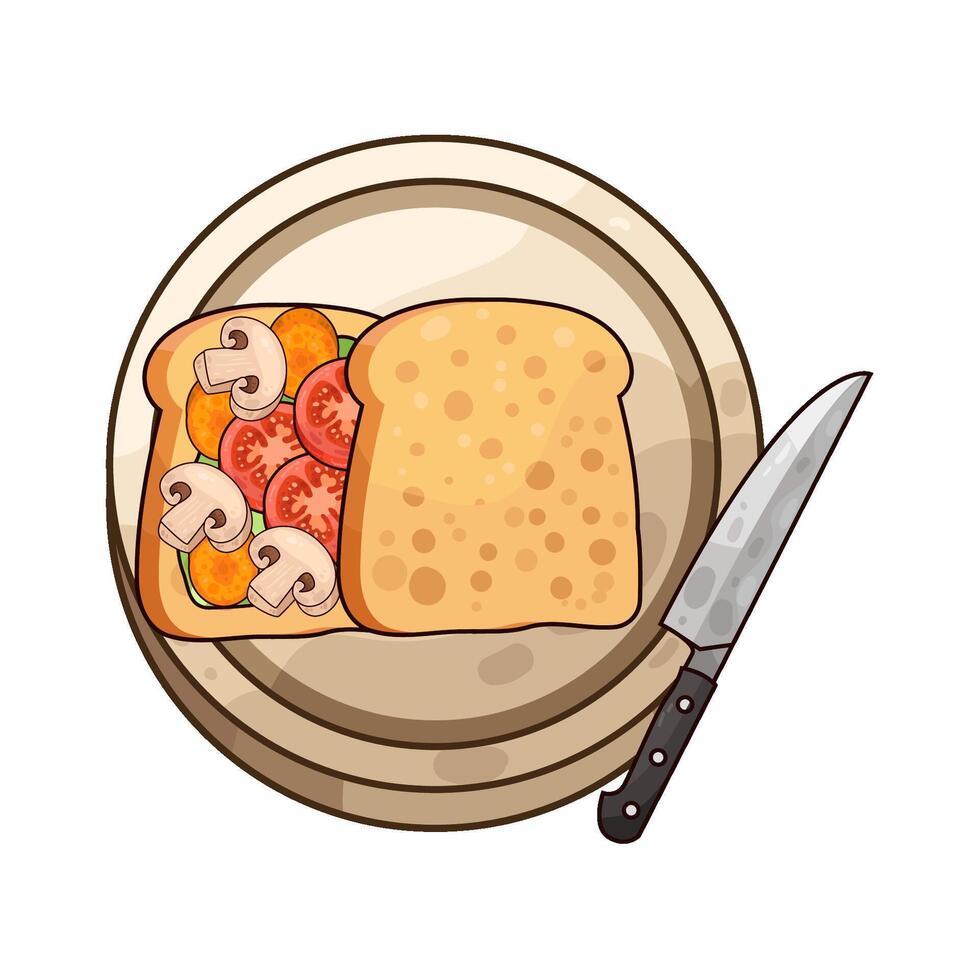 Illustration of sandwich on a cutting board vector