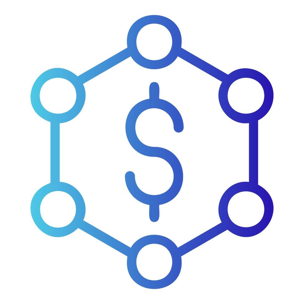 Financial Network Outline Gradient Icon vector