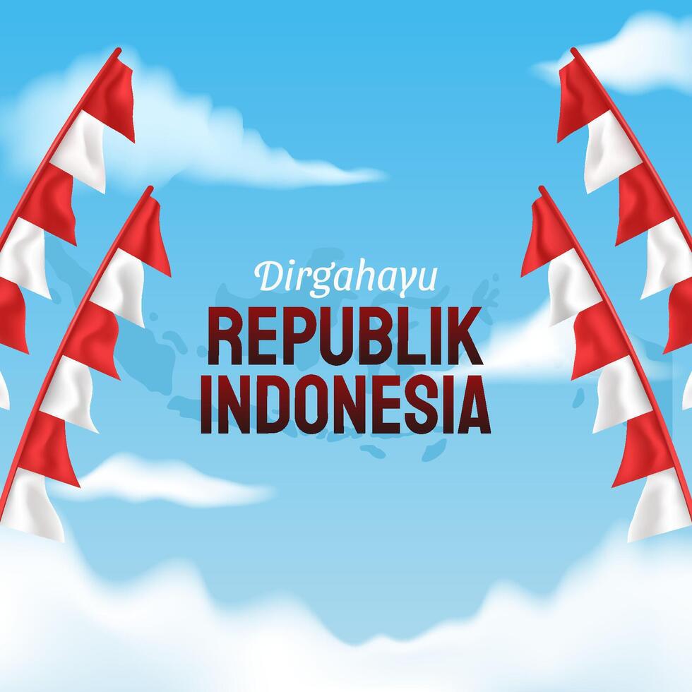 Side Triangle Flag Pole And Cloudy Blue Sky vector