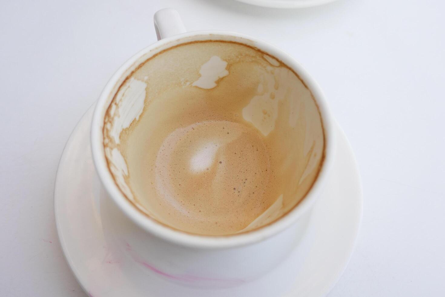 top view of empty coffee cup on table , photo