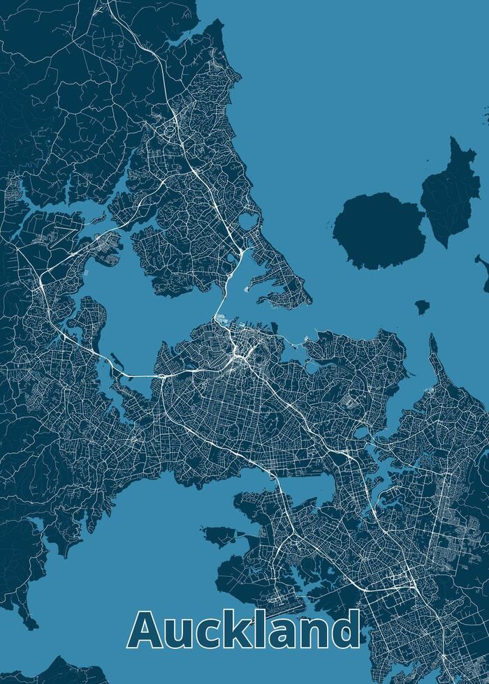 Auckland, New Zealand artistic blueprint map poster art vector