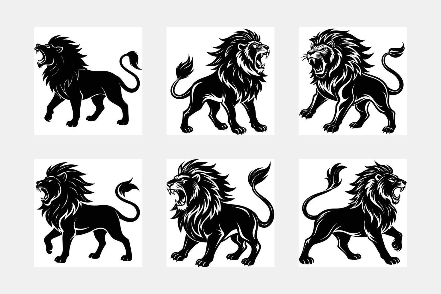 Bold Lion Silhouette Set for Art Enthusiasts vector