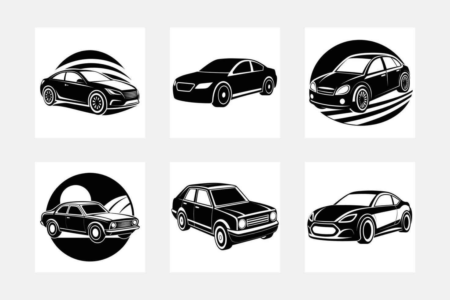 Advanced car silhouette white background artwork set ideas vector