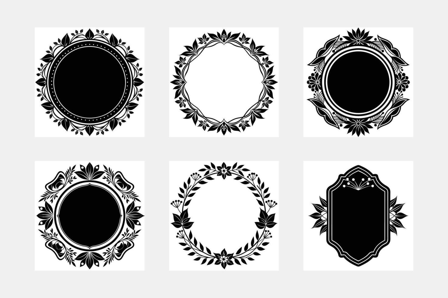 Unique Vintage Artwork Frames and Elements Silhouette vector