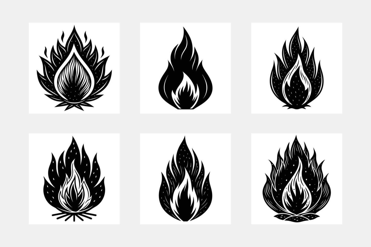 Fresh Flame Silhouette Art Ideas on White Background vector