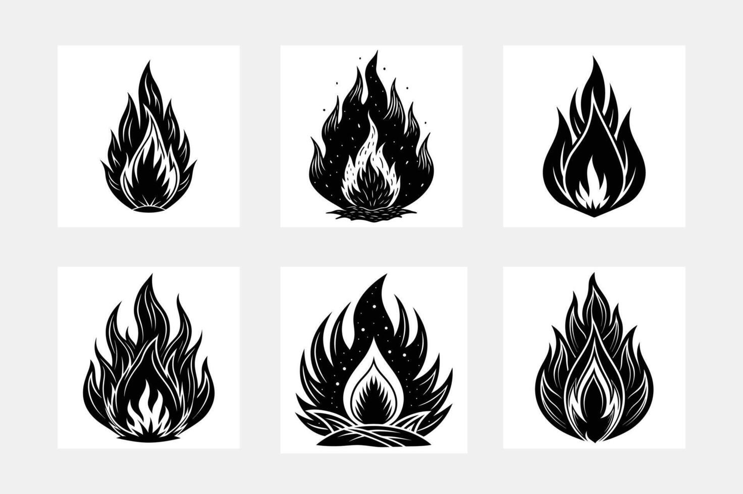 Dynamic Flame Silhouette Designs for Bold Interiors vector