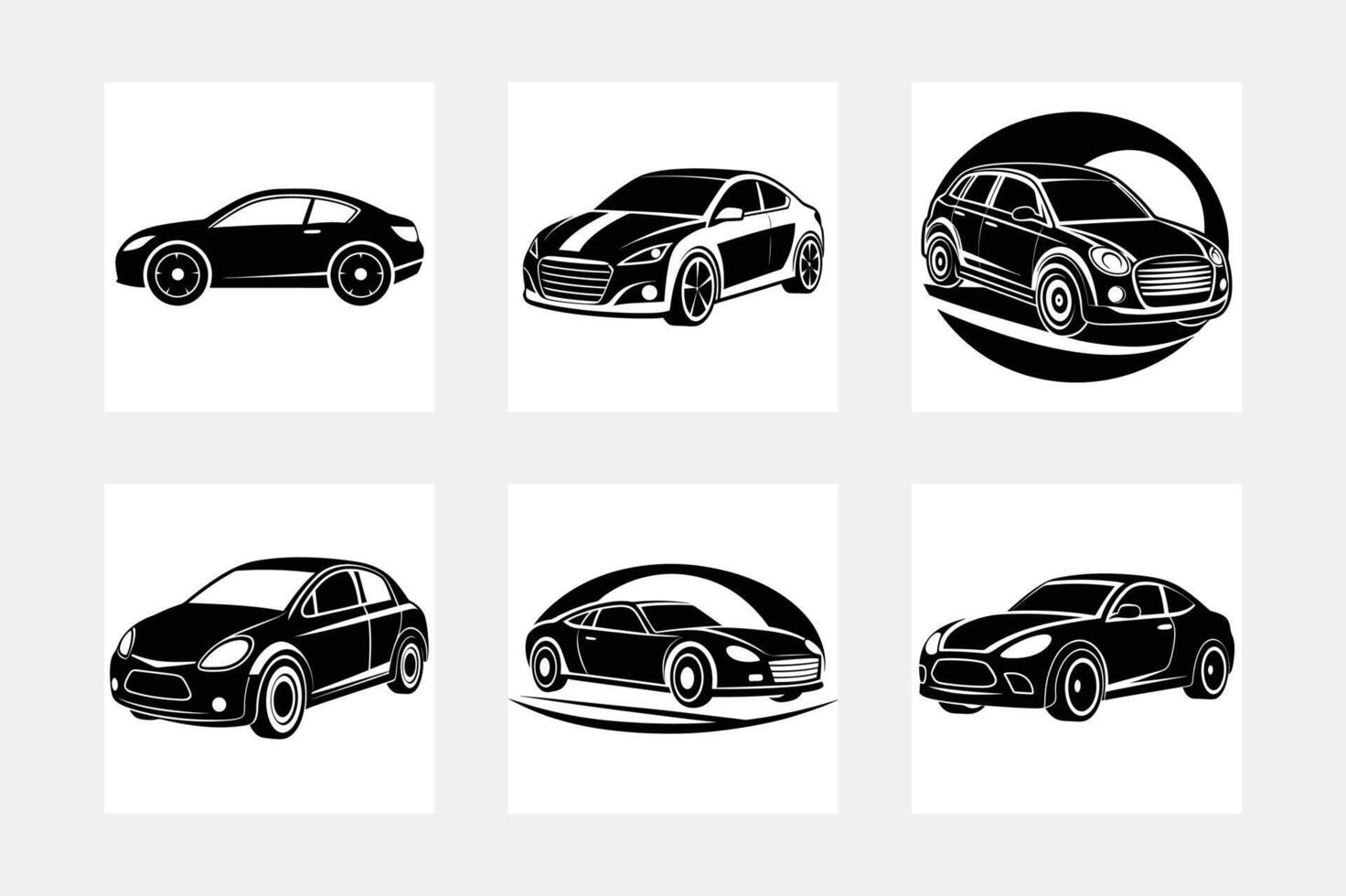 Elegant car silhouette white background artwork set inspiration vector