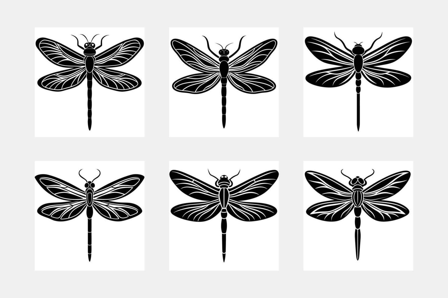 Dragonfly Silhouette Illustration Set for Creative Projects vector