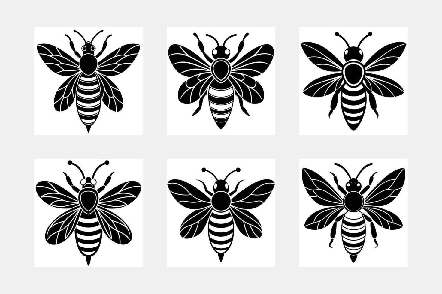 Elegant Bee Silhouette Illustrations for Print and Digital Use vector