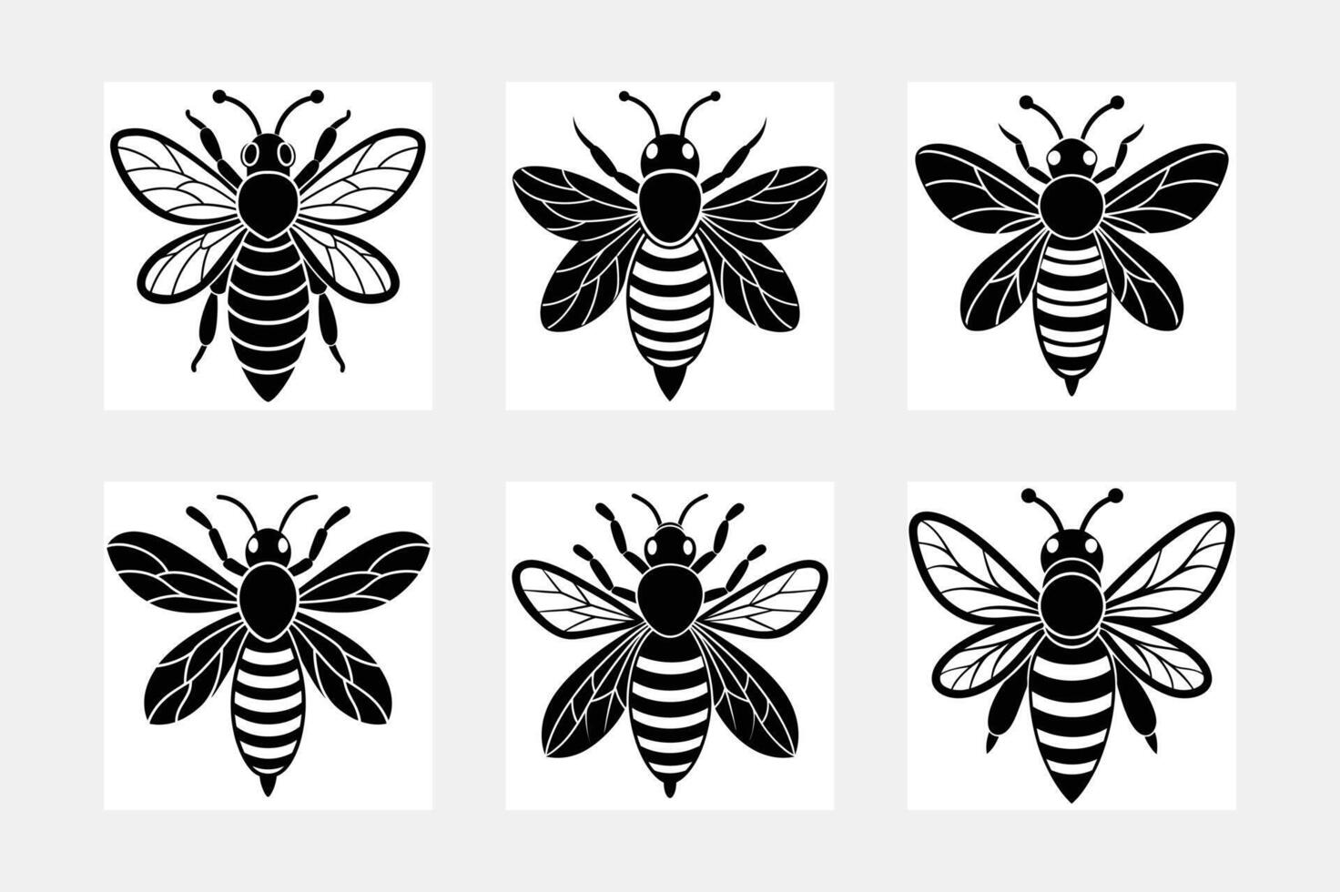 Artistic Bee Silhouette Set to Bring Buzz to Your Artwork vector