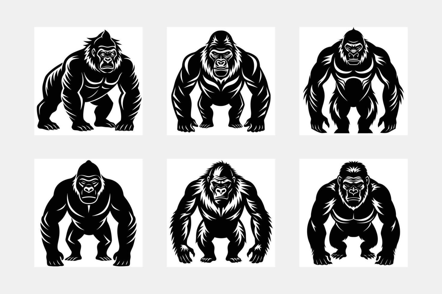 High-Quality Gorilla Silhouette Illustration Pack vector