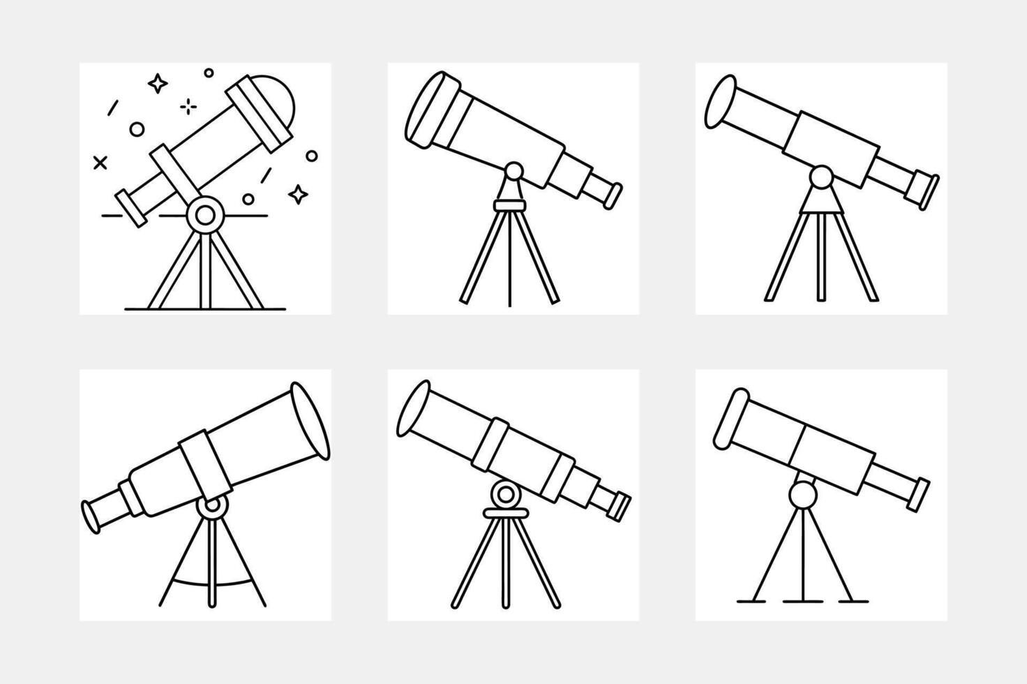 Fun Telescope Line Art Designs for Kids Coloring and Imagination vector