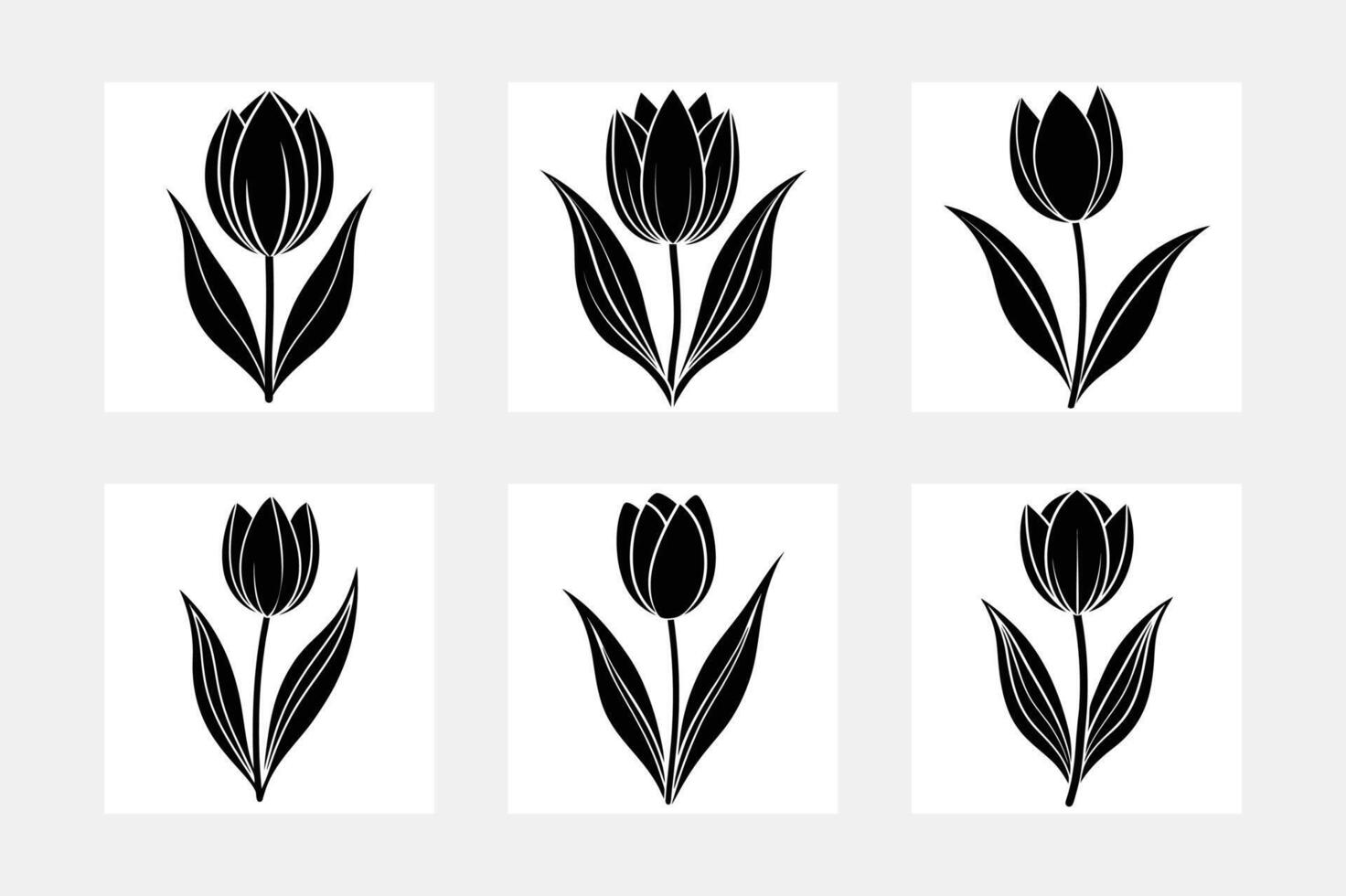 Elegant Tulip Silhouette Set for Nature-Inspired Artwork vector