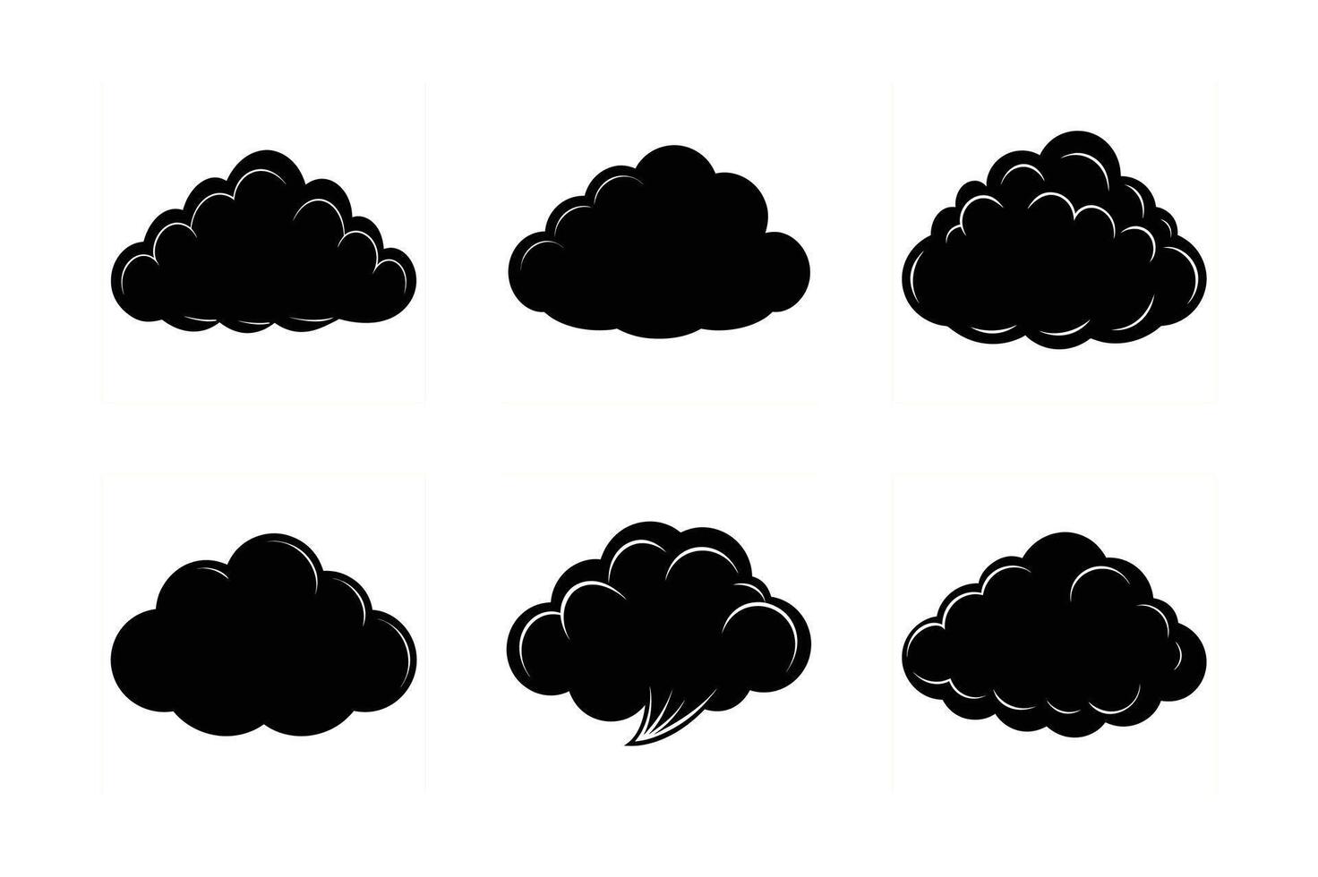 Unique Cloud Silhouette Illustration Set for Creative Projects vector