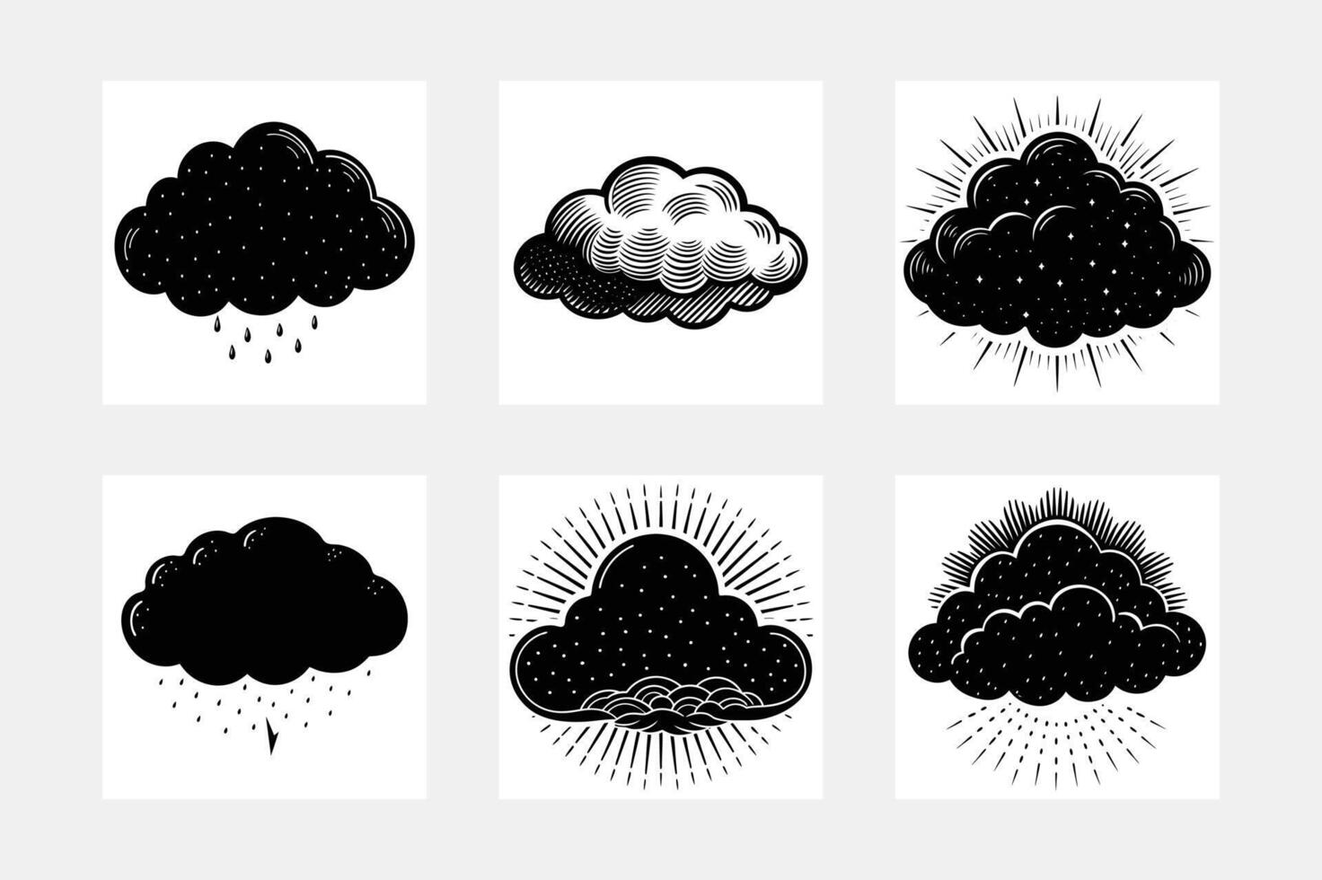 Beautiful Cloud Silhouette Set for White Background vector