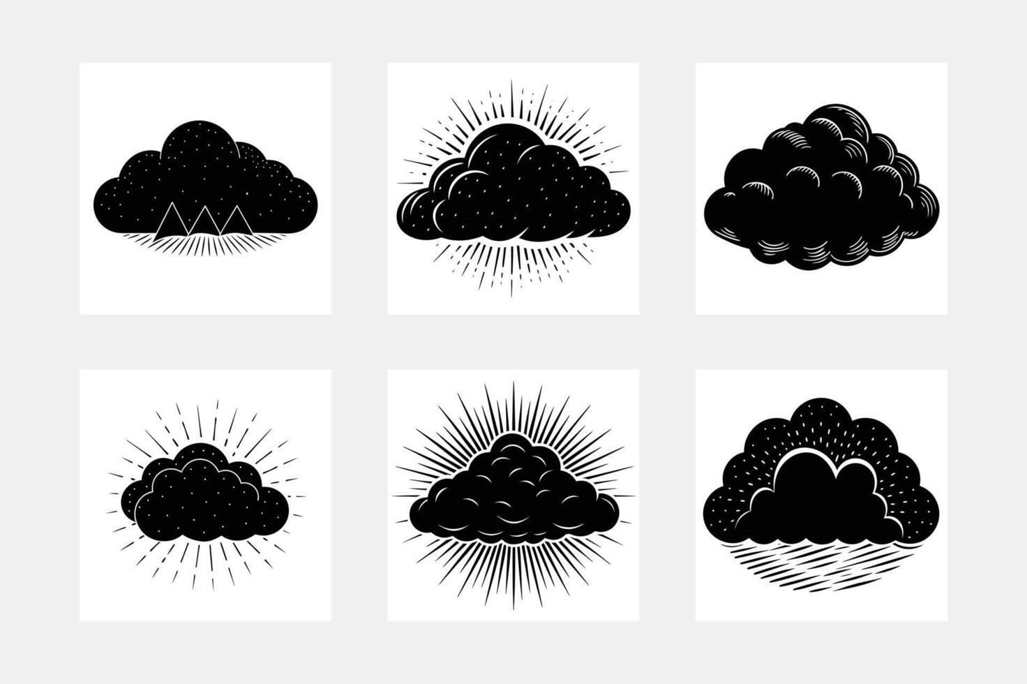 Unique Cloud Silhouette Art for White Background Designs vector