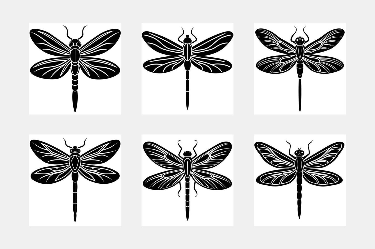 Beautiful Dragonfly Silhouette Illustrations Collection vector