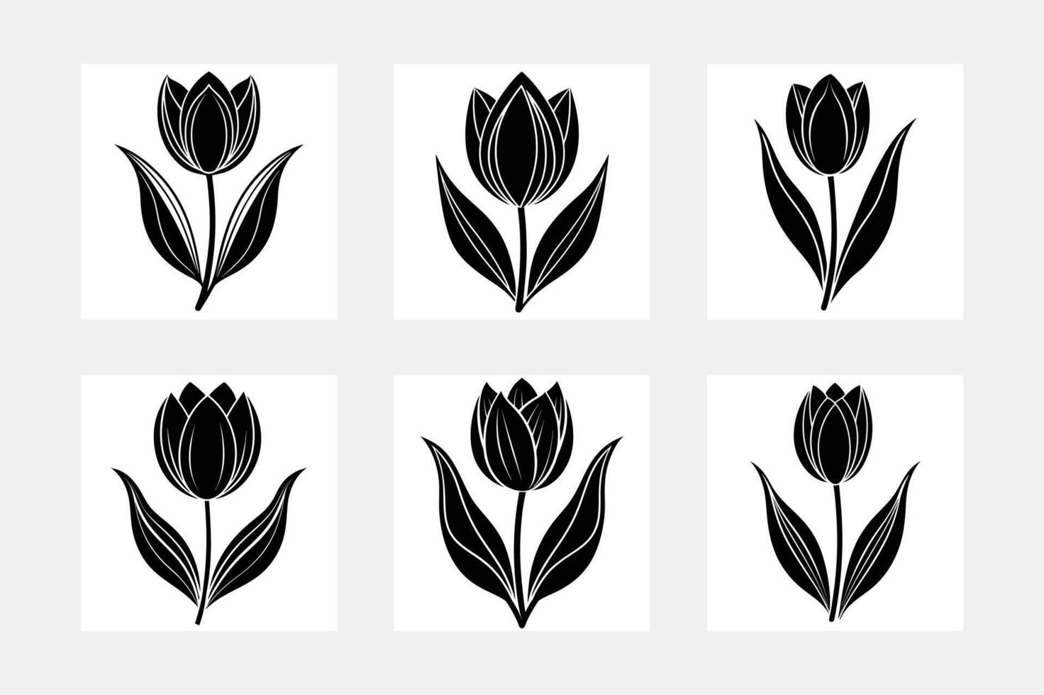 Artistic Tulip Silhouette Illustrations for Spring-Themed Crafts vector