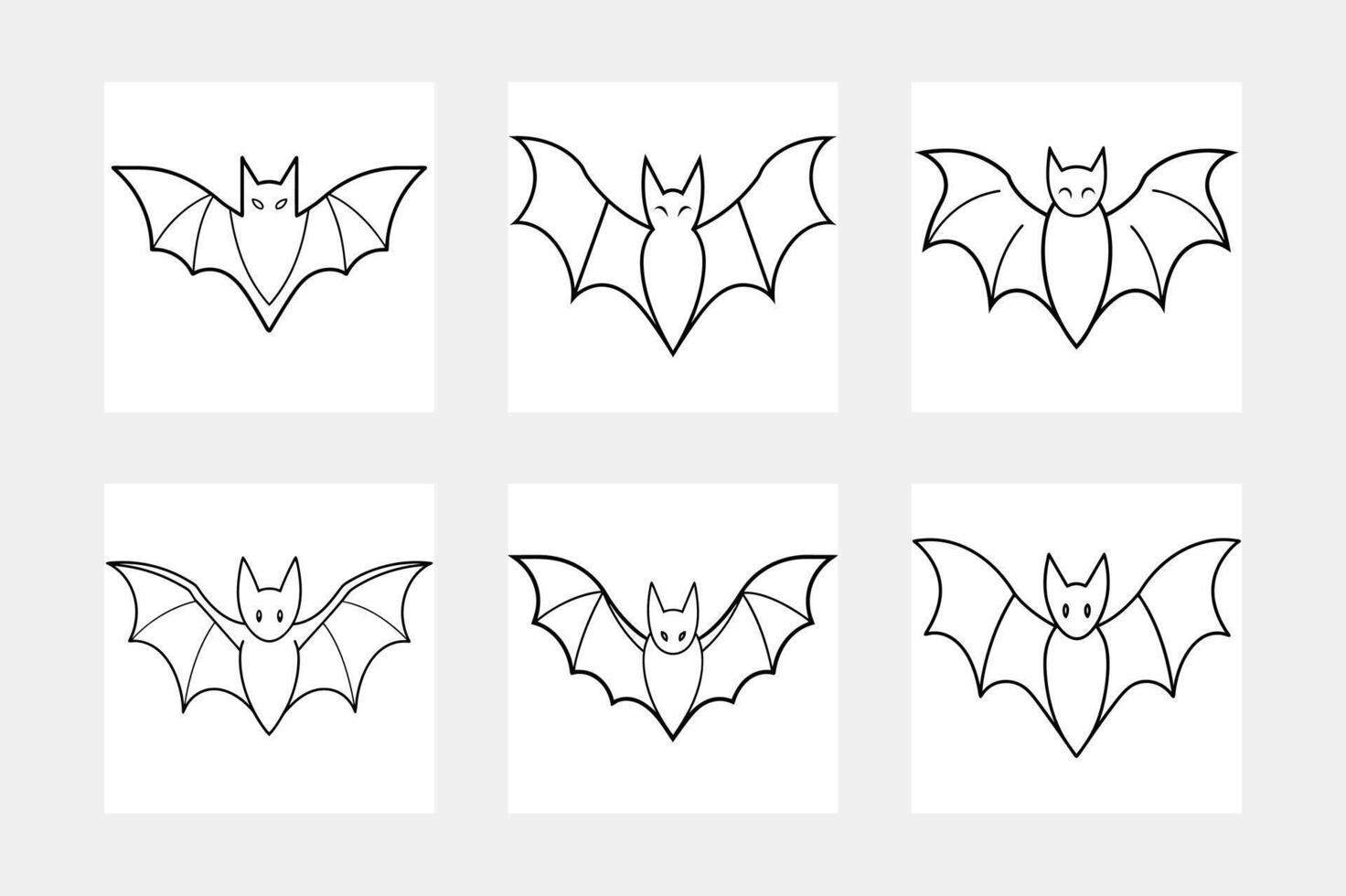 Creative Bat Line Art Set for Kids Coloring Fun vector