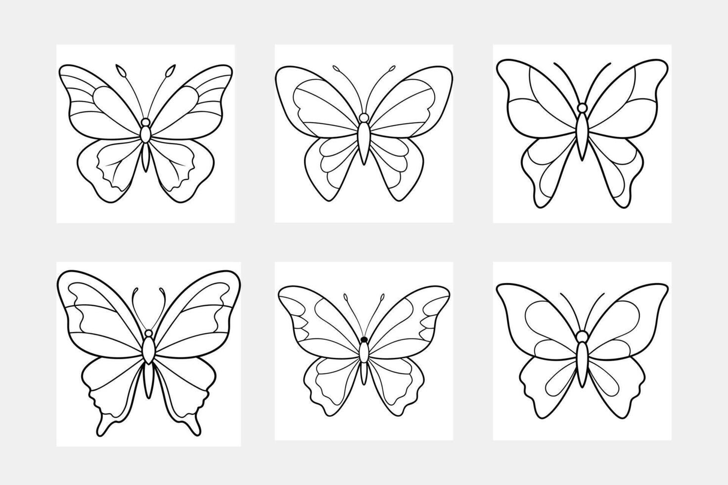 Butterfly Line Art Set for Kids Coloring Fun vector