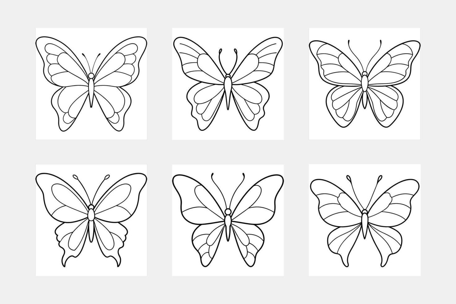 Butterfly Line Art Set Illustration for Decor vector