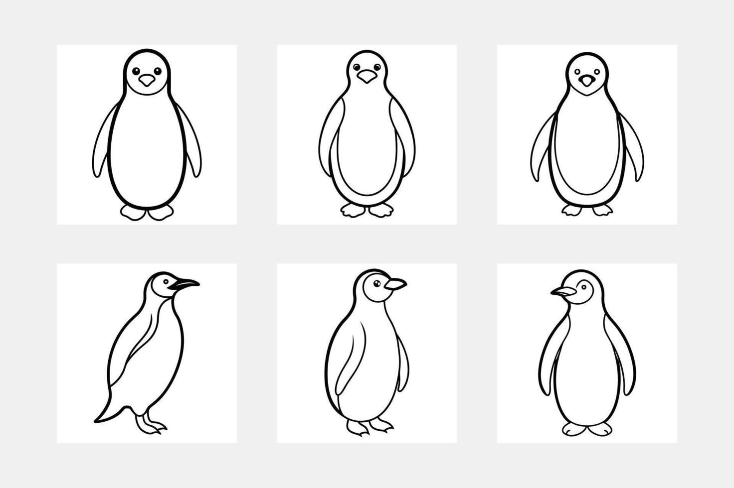 Kids' Coloring Book Penguin Line Art Collection vector